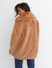 Clothing Production Feminine Plush Lapel Wool Coat 100% Polyetser S-3XL For Winter